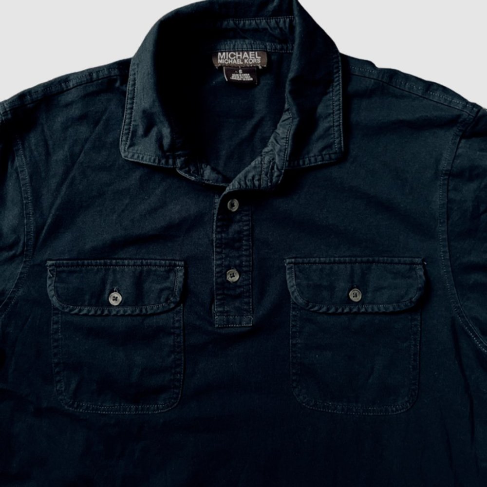 Michael Kors Men's Short Sleeve Collared Shirt Navy Blue, Size S - Picture 3 of 6